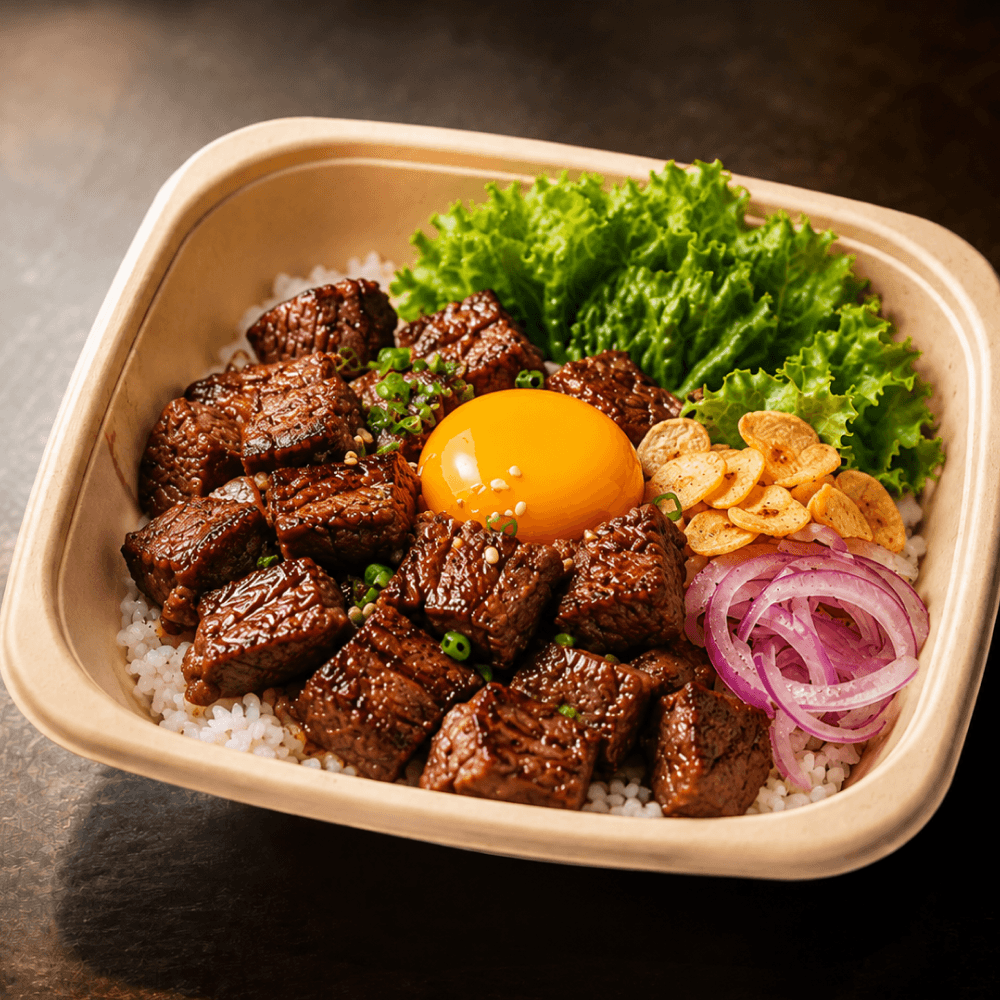 炭香菲力牛排飯(付溫泉蛋)